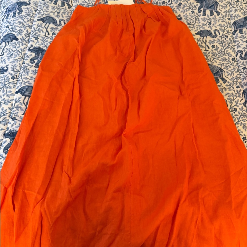 COS Pleated Linen Maxi Dress in Bright Orange - Picture 4 of 4